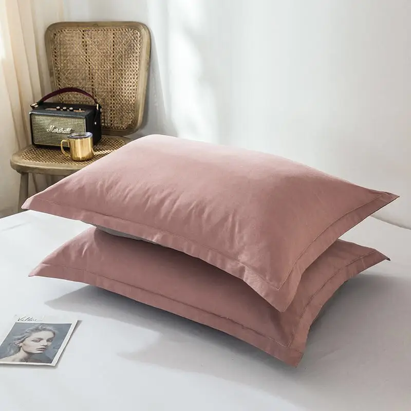 

Best-selling pure cotton plain pillowcase simple European plain color double pillow case combed cotton fadeless