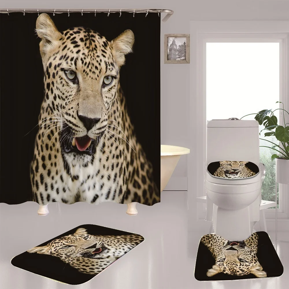 Модный чехол на крышку унитаза с леопардовым рисунком/набор коврик-подставка для