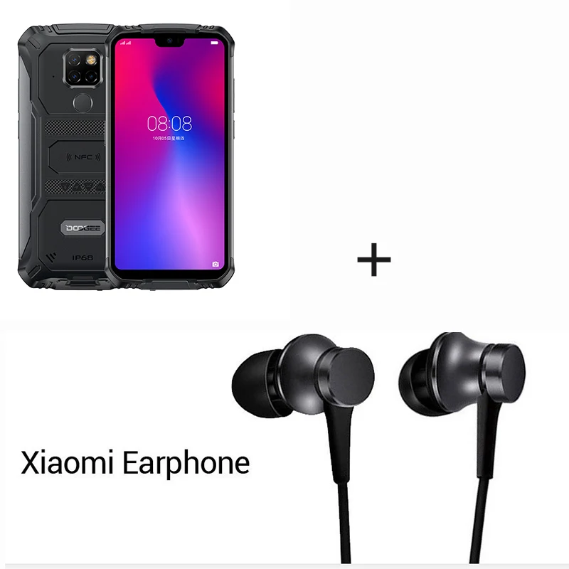 DOOGEE S68 Pro, прочный телефон, IP68, водонепроницаемый, Helio P70, четыре ядра, 6 ГБ, 128 ГБ, Беспроводная зарядка, NFC, 6300 мА/ч, 12V2A, зарядка, 5,84 дюймов, FHD - Цвет: Black n Earphone