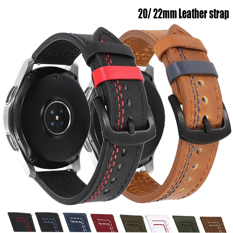 

Leather Band For Samsung Galaxy watch 4 Classic/Active 2/3/42mm/46mm 20/22mm bracelet For Huawei GT/2/3 Pro Galaxy watch 4 strap