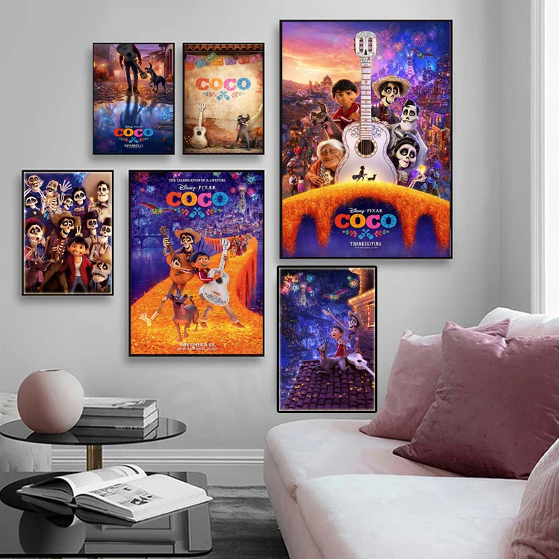 

Disney Catoon Movie Coco Canvas Painting Prints and Colorful Posters Quadros Wall Art Picture for Kids Room Home Decor Cuadros