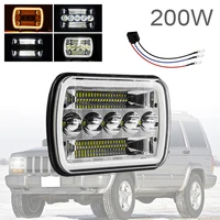 5x7 7x6 inch 200w square headlights with white amber drl turn signal combo beam side middle for toyota pickup truck auto