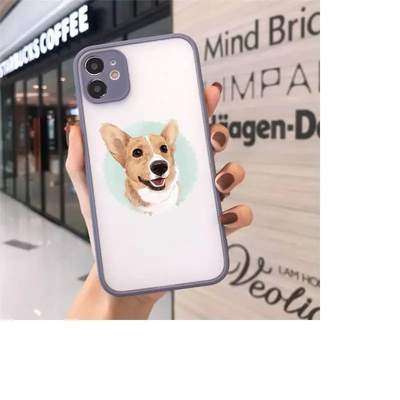 

Corgi Phone Case For iPhone 12 11 Mini Pro XR XS Max 7 8 Plus X Matte transparent Gray Back Cover