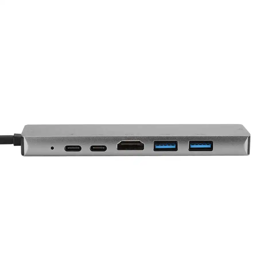 USB C Hub Multiport Adapter Metal 6-in-1 USB-C to Type-C 3 USB3 0 Rj45 Ethernet Mini SDTF OTG Adapter(Gray) |