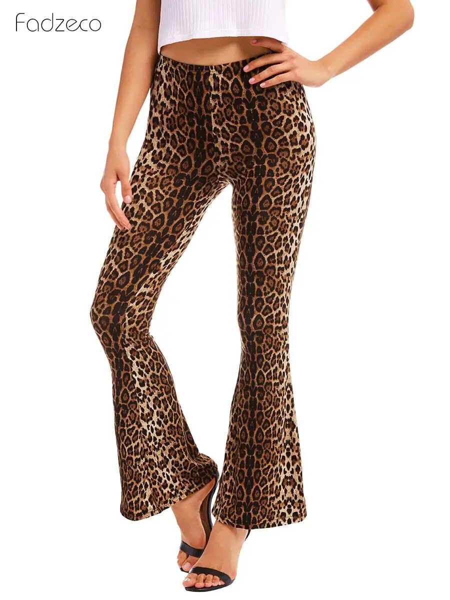 FADZECO женские леггинсы с высокой талией и леопардовым принтом 2019 осень зима модные
