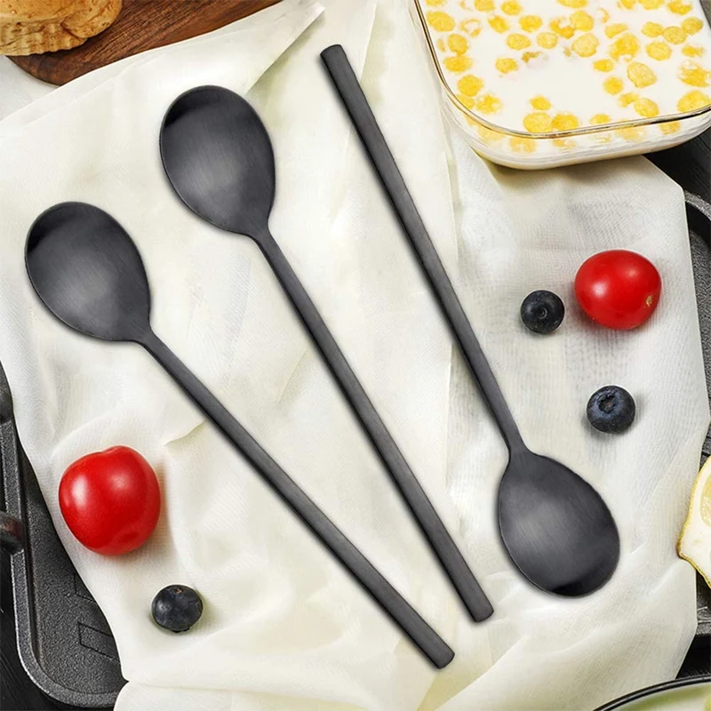 8 шт. ложки из нержавеющей стали для супа азиатские с длинной ручкой риса столовые