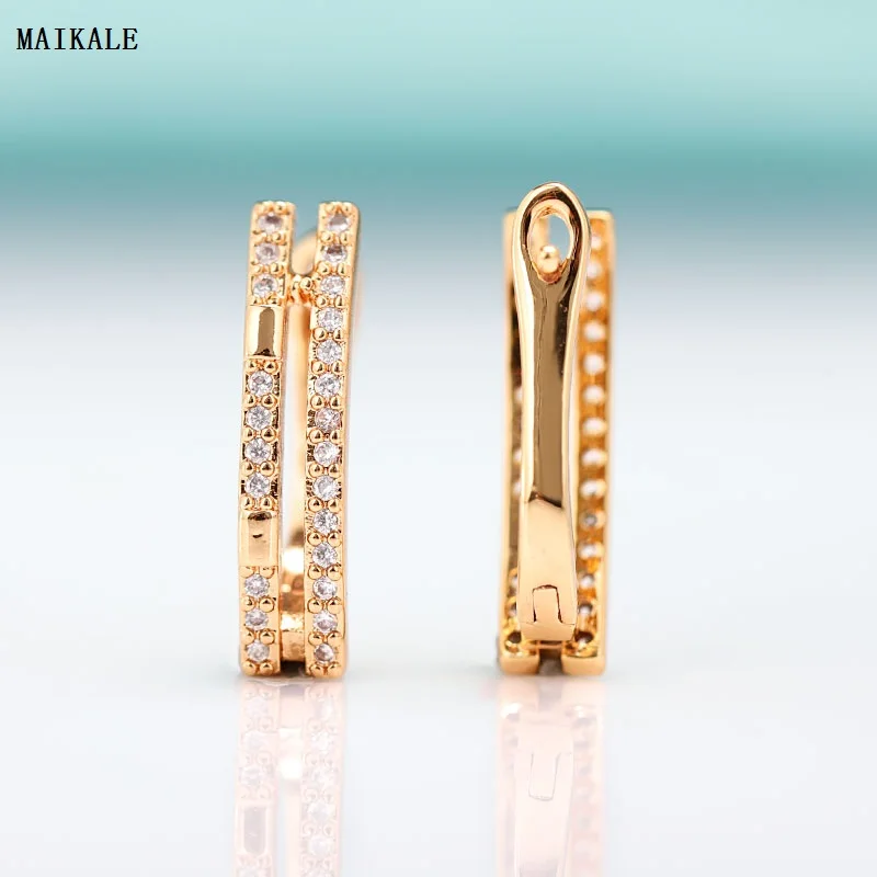 Женские серьги гвоздики из розового золота MAIKALE новые простые