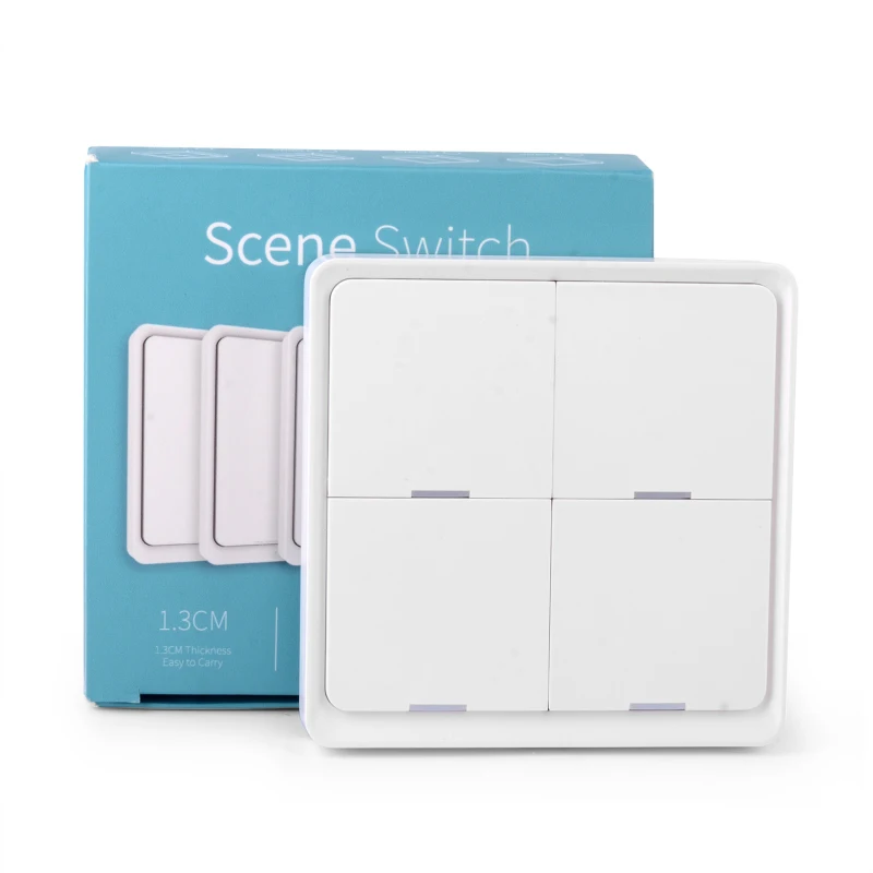 

2021 Tuya Smart Home ZigBee Беспроводной переключатель бесплатная Стикеры 4-полосная Панель сцены кнопка переключатель работы с Zigbee концентратор нет н...
