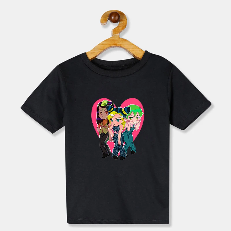 

Japan Anime Jojo Bizarre Adventure Child Cotton T Shirt Kawaii Kujo Jotaro Manga Graphic Tops Kids Fashion Cartoon Print Tees
