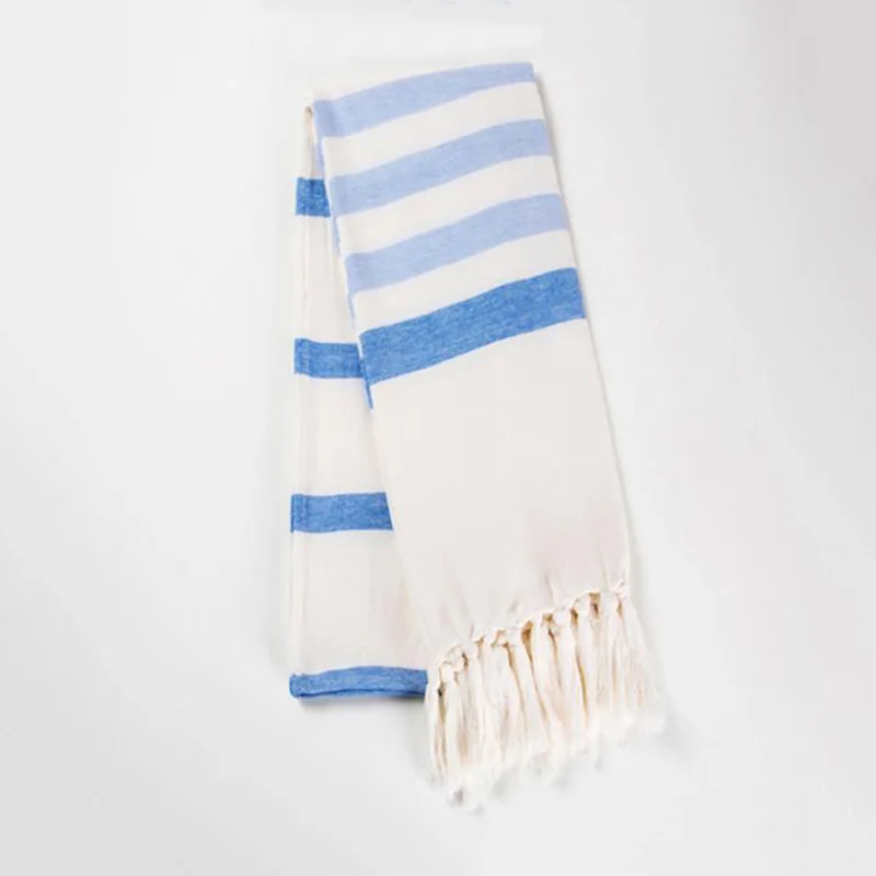 Хлопковое турецкое банное полотенце большого размера с принтом и кисточками