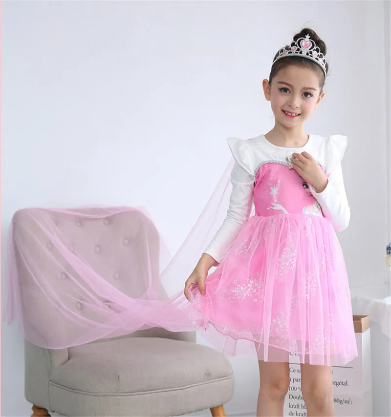 Girl Dress Kids Girls Elsa Christmas Thicken Winter Princess Dresses Toddler Teen Birthday Cosplay Tutu Clothes with Cloak 3 6 8 | Детская