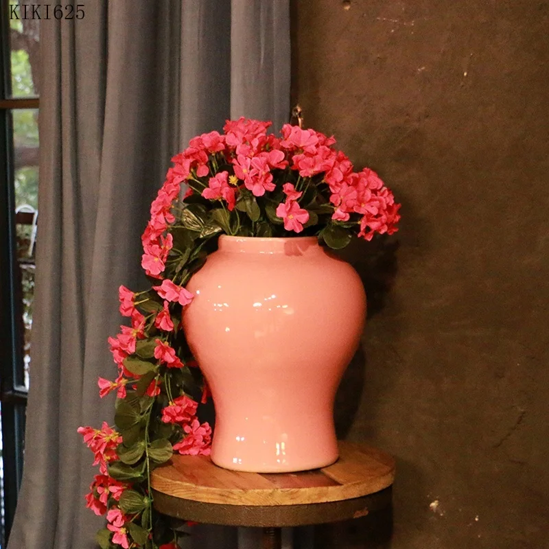 

Розовый Керамика Цветочная композиция для вазы контейнер для хранения с крышкой украшение столешница ваза для цветов банка с крышкой украш...