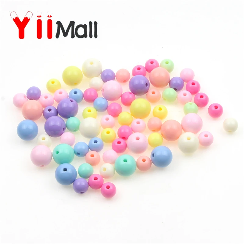 6 20 мм 5 100 шт./лот круглые акриловые бусины конфетного цвета для изготовления