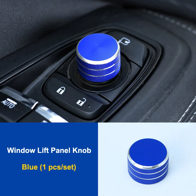 Window Lift Blue 1pc QHCP алюминиевый сплав автомобильный CD аудио стерео Кнопка регулировки переключатель кольцо панель управления AC ручка Крышка для Subaru Forester XV 18-19 - Название цвета: Window Lift Blue 1pc