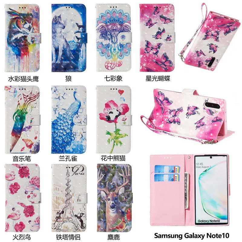 

For Samsung Note 10 Lite 5G Case 3D Painted Flip Leather Wallet Case For Sumsang Note 10 Plus Card Slot Stand Cover TPU And PU