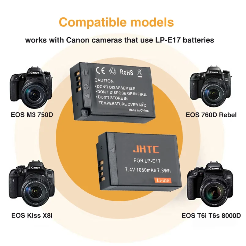 Аккумулятор для Canon EOS M3 M5 M6 Rebel T6i T6s T7i SL2 77D 750D 760D 8000D 1050 мАч|Цифровые аккумуляторы| |