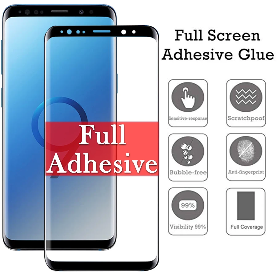 Защитное стекло закаленное на весь экран для Samsung Galaxy S8 S9 Plus S8Plus S9Plus|Защитные
