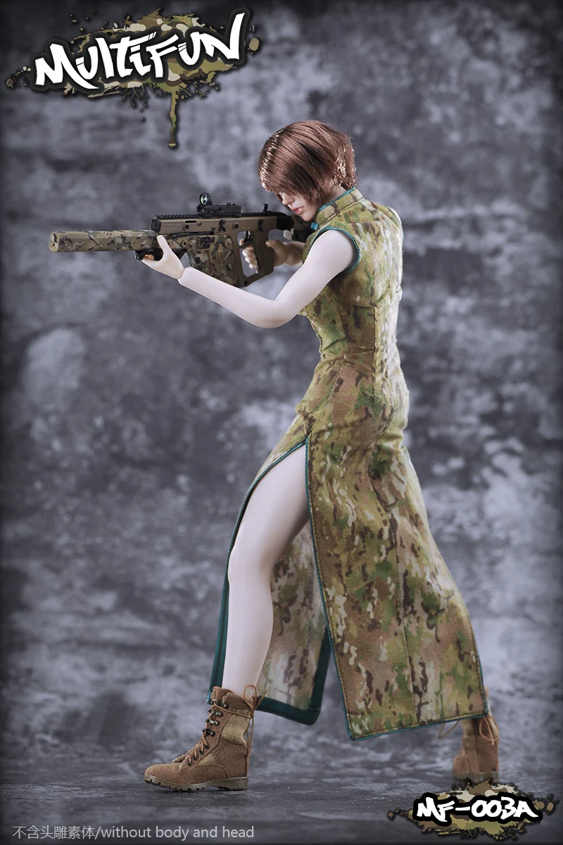 

In Stock MULTIFUN 1/6 Scale MF-003 Fighting Girl Female Sexy Camouflage Cheongsam Clothes Set Accessory Model for 12'' Body