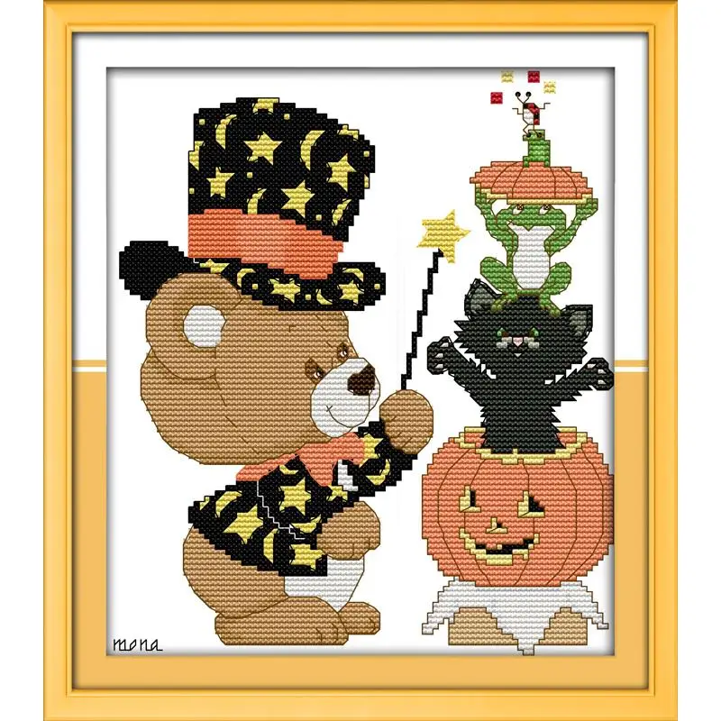 Маленький медведь домашние украшения на Хэллоуин Детская рукоделие DMC вышивка