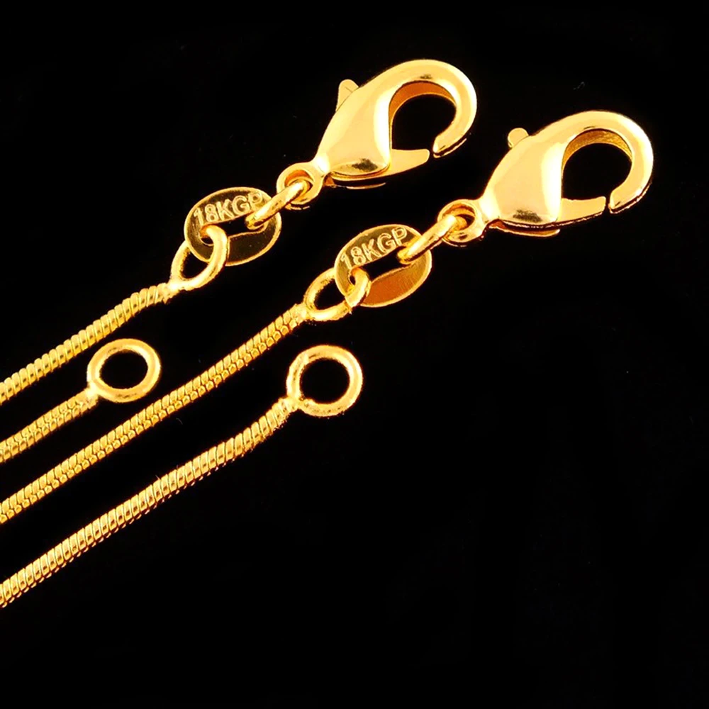 Оптовая продажа 20 шт. 2 мм золотистая цепочка-змея ожерелье 16-30 дюймов модная