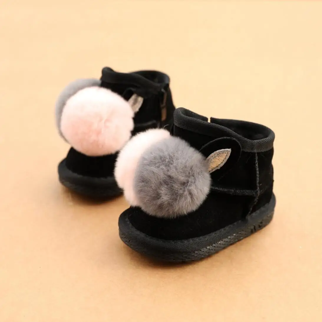 Koovan/Детские теплые сапоги 2020 зимние из натуральной кожи с кроличьим мехом С