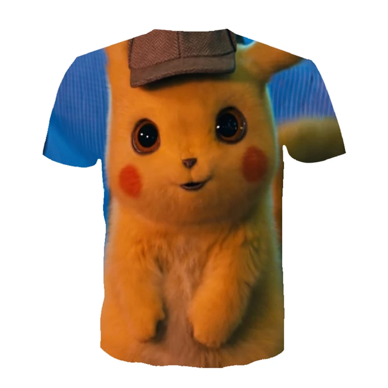 

2021 Summer Clothes Fashion T Shirts Children Tops Pikachu Anime 3D T-shirt Boys Girl Cartoon Tops Cute Baby Pokemon Kids Tees