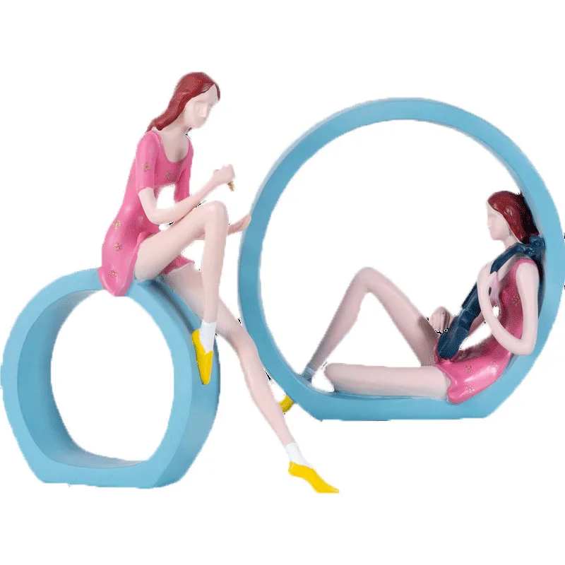 Украшения для дома из смолы 2 шт./компл. фигурка молодой девушки музыкальный