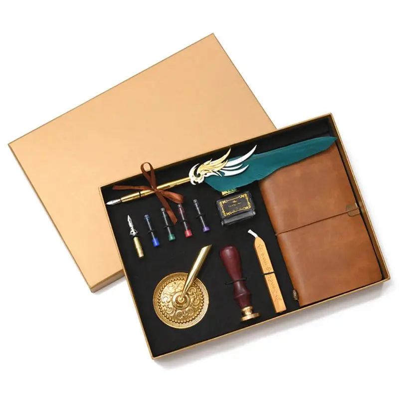 Ретро Винтаж каллиграфия перьевая ручка чернила для письма кожи Тетрадь