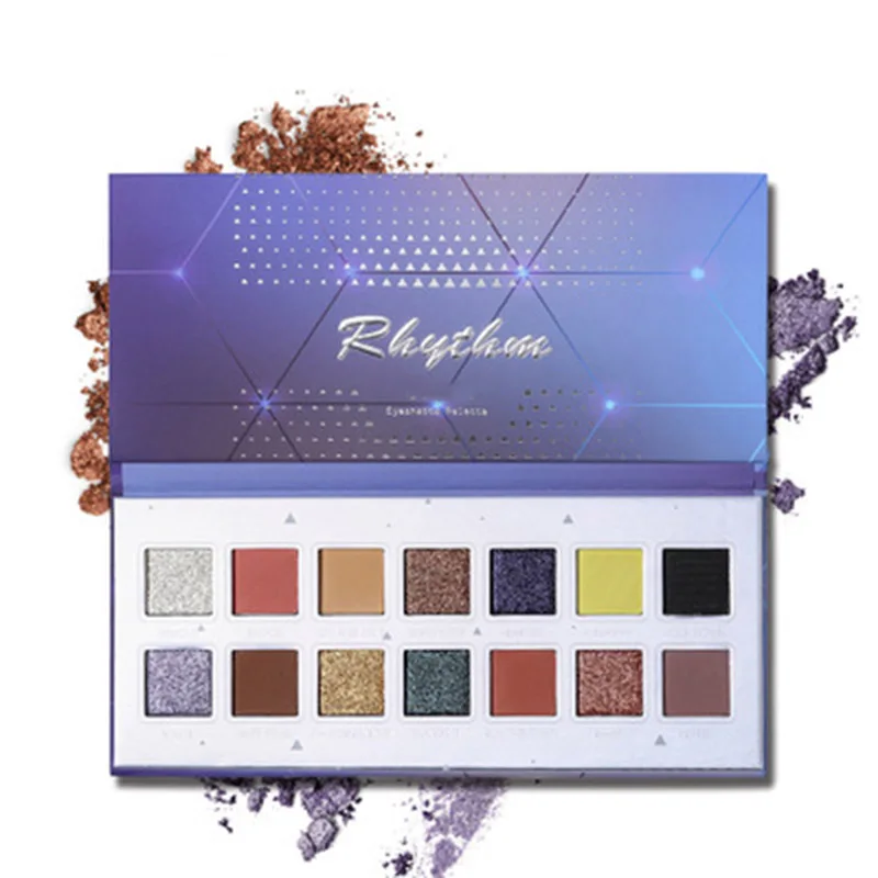Мягкая знойная палитра теней для век 14 матовых металлических цветов длительного