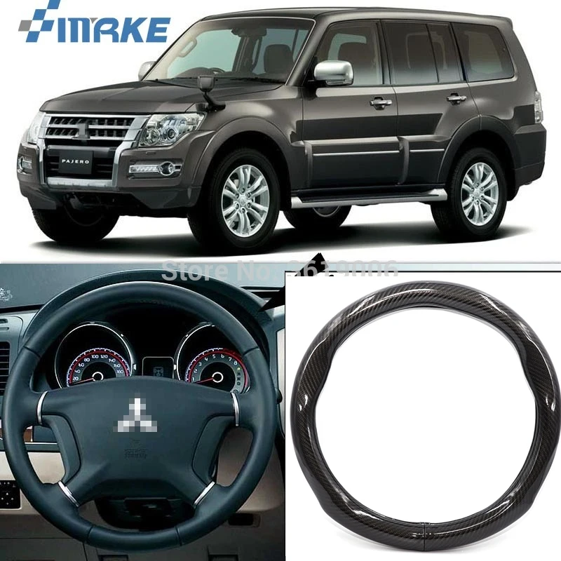 SmRKE автомобильные аксессуары для Mitsubishi Pajero, черное углеродное волокно, кожаный чехол на руль, спортивный гоночный автомобиль, Стайлинг