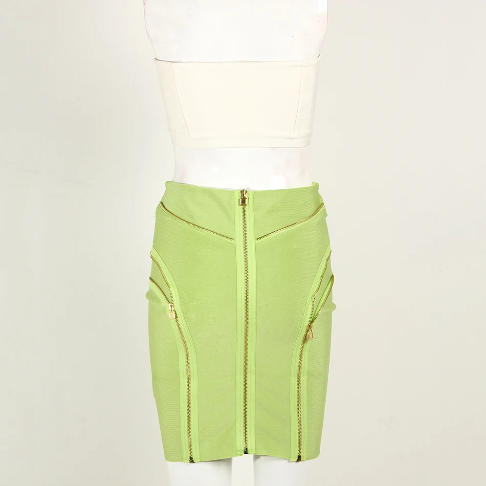 Женское платье на лето 2020 белое и ФЛУОРЕСЦЕНТНОЕ зеленое молнии без бретелек