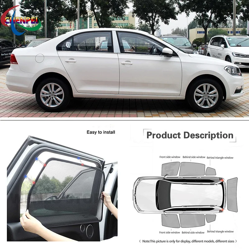 For Volkswagen Santana Car Full Side Windows Magnetic Sun Shade UV Protection Ray Blocking Mesh Visor Car Decoration Accessories