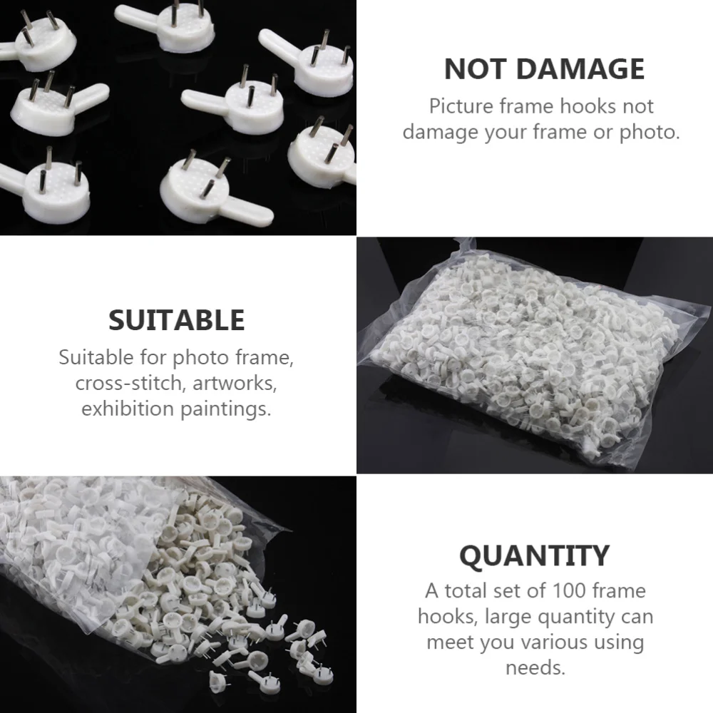 

100 Pcs Frame Hooks Painting Photo Frame Hooks Household Wall Seamless Nails