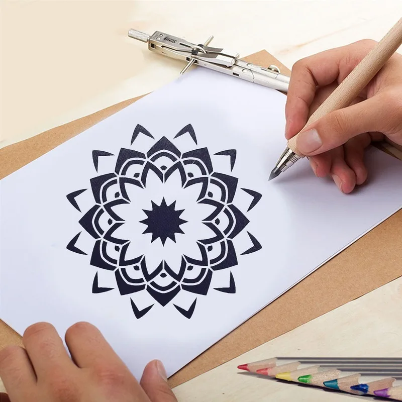 12 шт. Мандала инструменты для раскрашивания шаблоны трафарет набор DIY раскраска