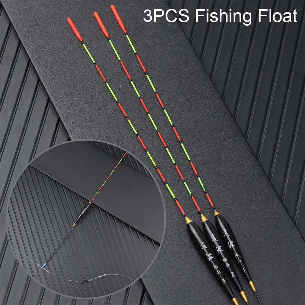 3Pcs Wood Fluorescent Fishing Float Indicator Long Tail Floats Bobbers Slip Drift Tube Buoy Strike Daytime Fishing Accessories