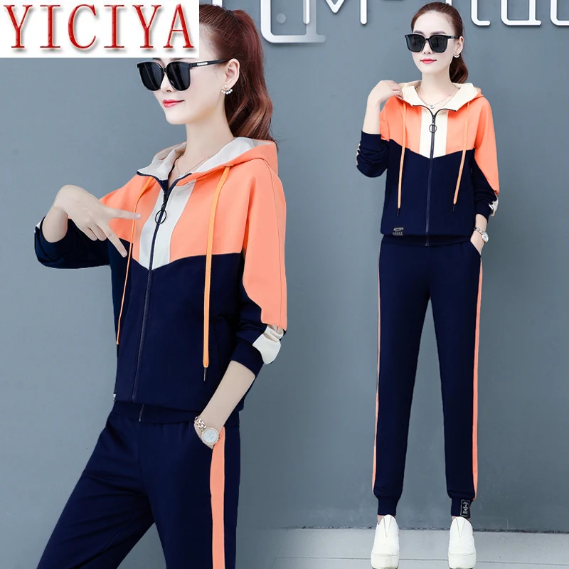 

Yellow Tracksuit For Women Outfits 2 Piece Set Plus Size Long Sleeve Hoodies Coat Top Pant Suits Winter Autumn Clothing Matching