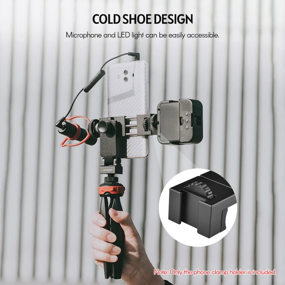 Andoer алюминиевый сплав держатель холодного башмака для телефона Подставка 360 °