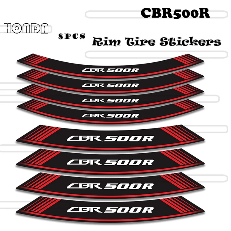

8Pcs Strips Motorcycle inner Wheel Tire Stickers Rim Tape Motorbike Decorative stickers and Decals For HONDA CBR500R cbr 500r