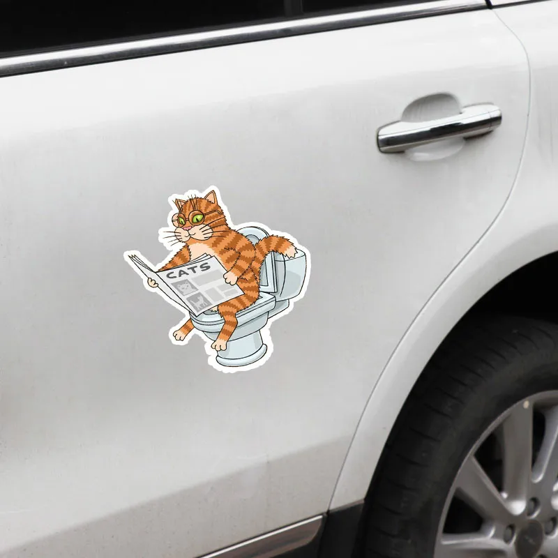 EBdecal Cats sitting on the toilet reading newspapers For Auto Car/Bumper/Window/Wall Decal Sticker Decals DIY Decor CT10200 | Автомобили