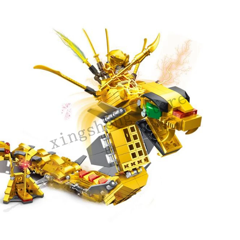 Phantom Ninjainges Золотой мех змея король 8 в 1 крутые боевые блоки Детские обучающие