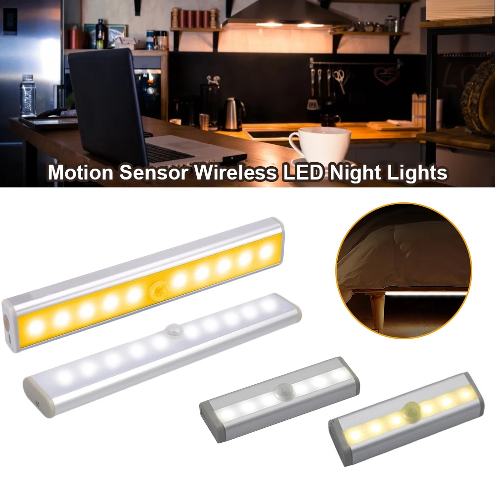 

LED Night Light Motion Sensor Wireless USB Rechargeable 10cm 20cm Night lamp For Kitchen Cabinet Wardrobe Lamp Bedroom Light