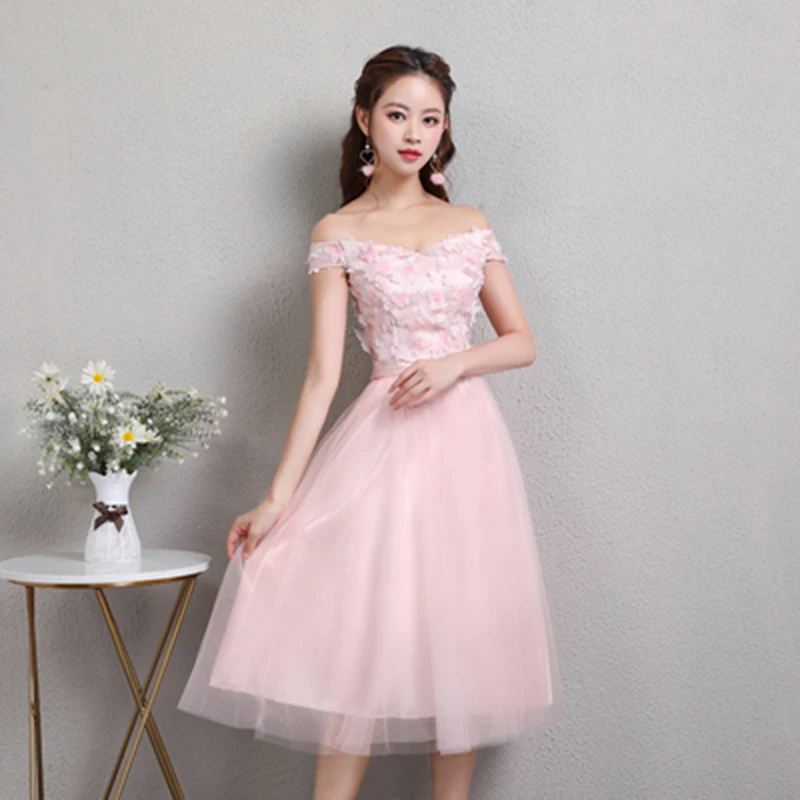 Платья подружки невесты для свадьбы подростковые платья розового цвета Тюлевое