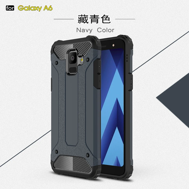 Navy Blue Для samsung Galaxy A6 A 6 Plus Jean Hybrid противоударный бронированный чехол SM-A600FN/DS SM-A605FN/DS бампер чехол s J8 полное покрытие - Цвет: Navy Blue