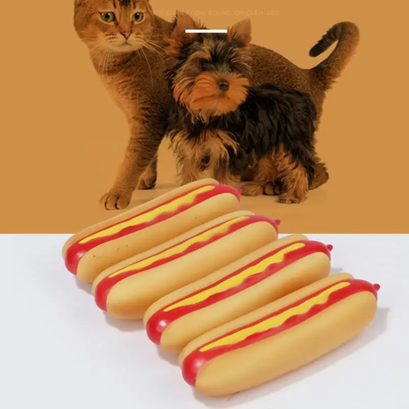 

Kapmore 1pc Bite Resistant Hot Dog Shape Squeaky Dog Toy Rubber Puppy Toy Dog Teething Toys Pet Supplies Pet Accessories