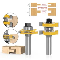 2pcs set 12mm 1/2" Shank Tenon Cutter Floor Wood Bit T type Adjustable Groove & Tongue Router Bit Milling Cutter For Woodworking