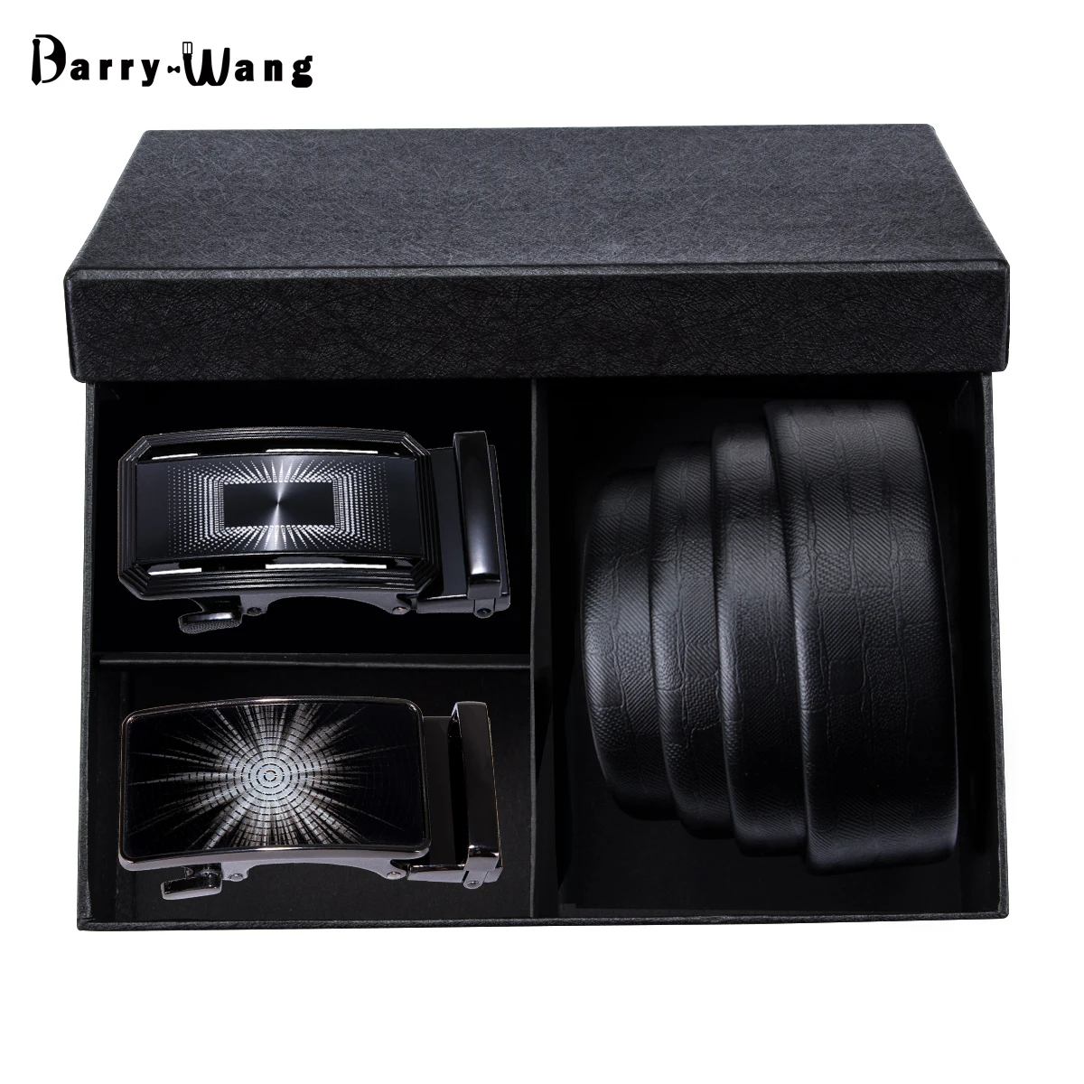 DK-2154-2156-DEA Barry. Wang высокое качество мужской s ремень для мужчин 3 шт. Автоматическая пряжка мужской 110-160 см черный ремень из натуральной кожи ремень с подарочной коробкой - Цвет: DK-2154-2156-DEA