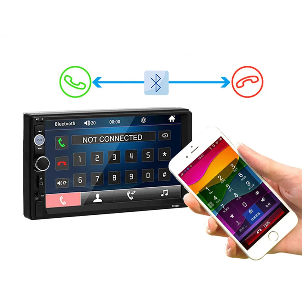 7 inches Car MP4 MP5 Multimedia Player Mobile Phone Connection Double Din Bluetooth FM Cameras Intelligent System 7010 | Автомобили и