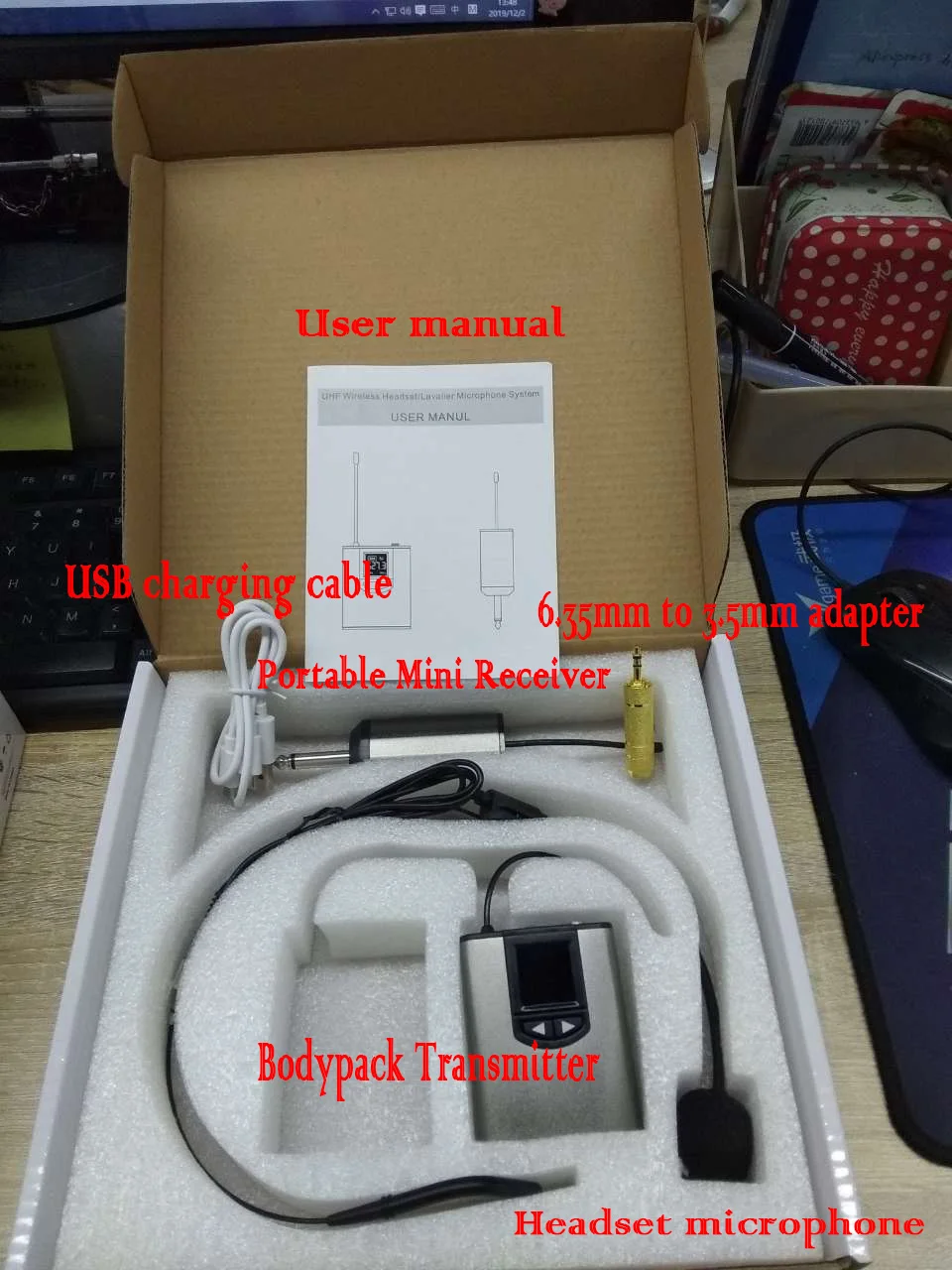 Беспроводная микрофонная система UHF, мини-микрофон с отворотом или гарнитурой, портативный приемник, передатчик для обучения лекции, речи