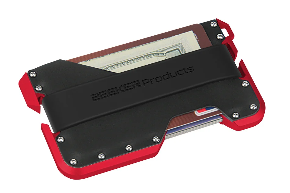 red metal black L ZEEKER новые алюминиевые Rfid карты и Id Держатели маленькие мужские кошельки чехол Модный кожаный кошелек - Цвет: red metal black L