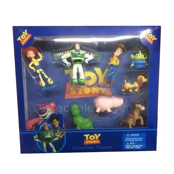 9pcs with box 9 шт., История игрушек, Базз Лайтер, Вуди, Джесси, динозавр, лошадь в виде бульдога, маленькие зеленые мужские фигурки, игрушки, куклы Modell с коробкой - Цвет: 9pcs with box